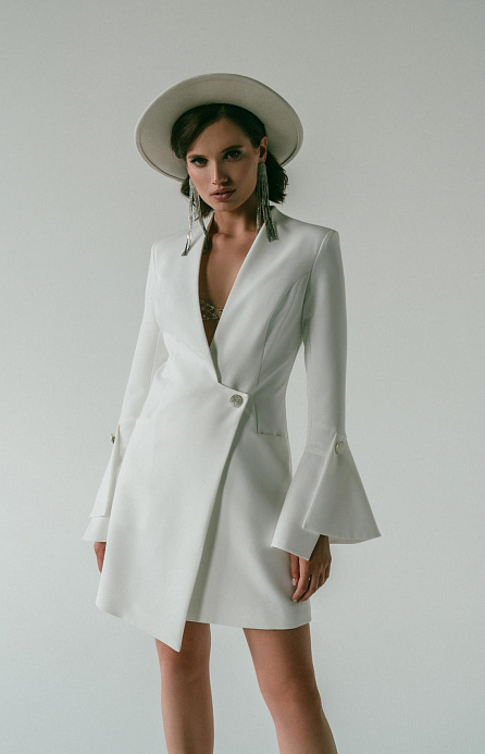 Свадебное платье жакет с рукавами клешь фото