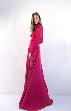Рубиновое вечернее шёлковое платье фото