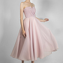 Вечернее платье цвета пудра со съемными рукавами фото