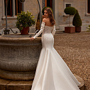 Свадебное платье рыбка из микадо с заниженной талией фото