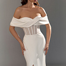 Лаконичное свадебное платье с прозрачным корсетом фото