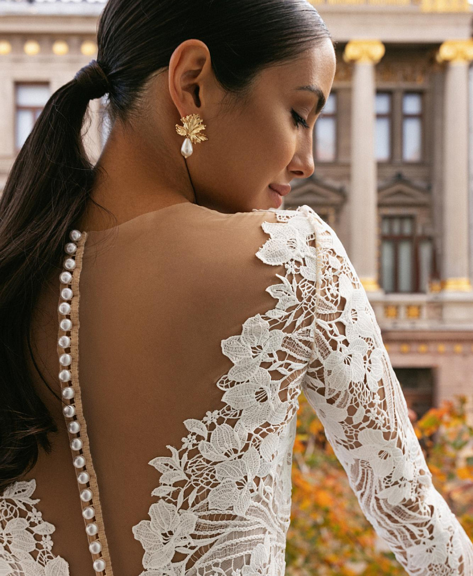 Белое свадебное платье с хлопковым кружевом фото