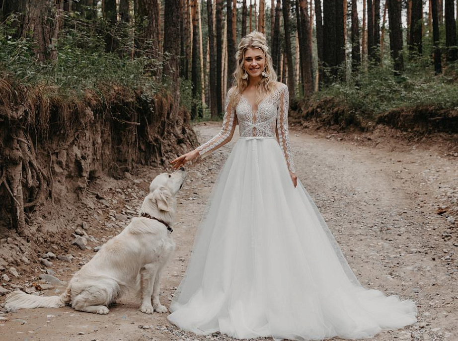 Легкое кружевное свадебное платье фото