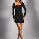 Короткое черное платье с рукавами фото