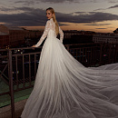 Свадебное платье русалка с рукавами и съемным шлейфом фото