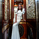 Свадбеное платье из крепа с рукавами фонариками фото