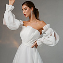 Белое свадебное платье с пышными съемными  рукавами фото