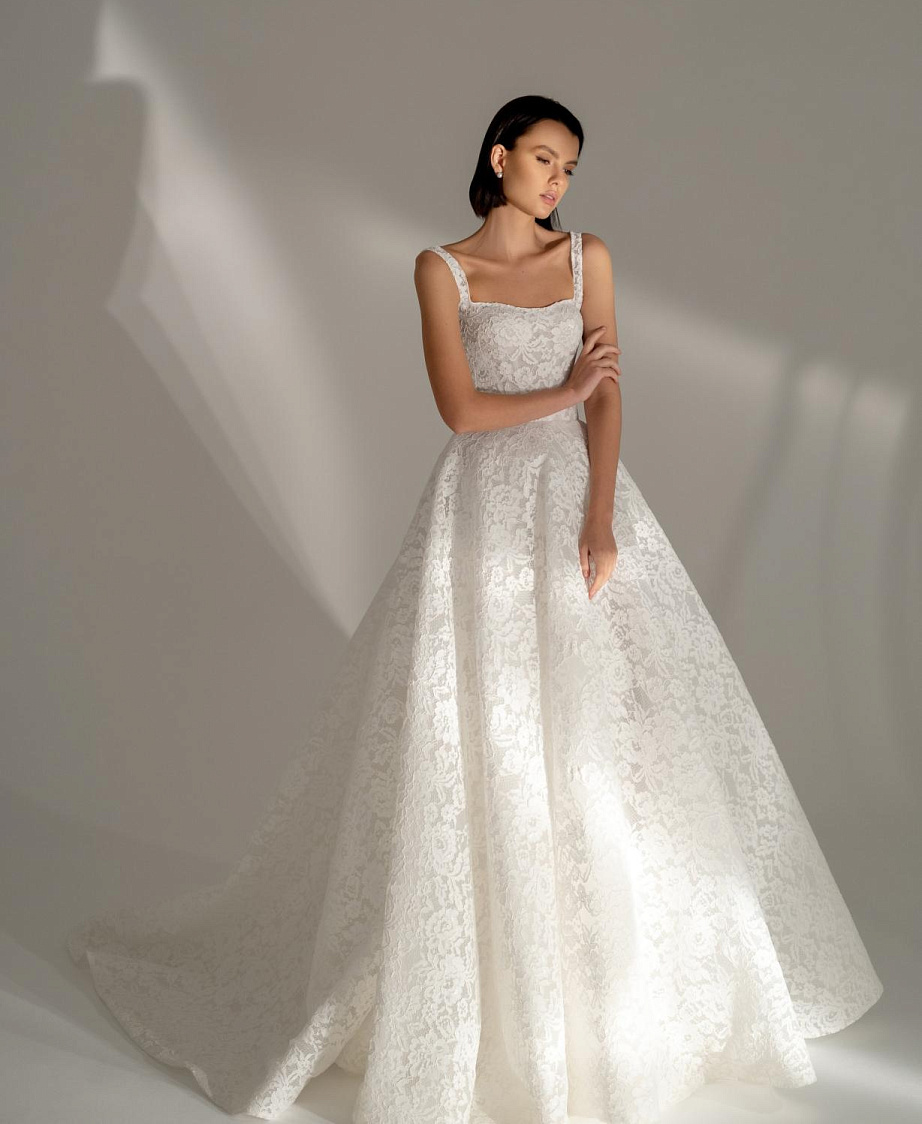 Белое кружевное свадебное платье 2023 фото