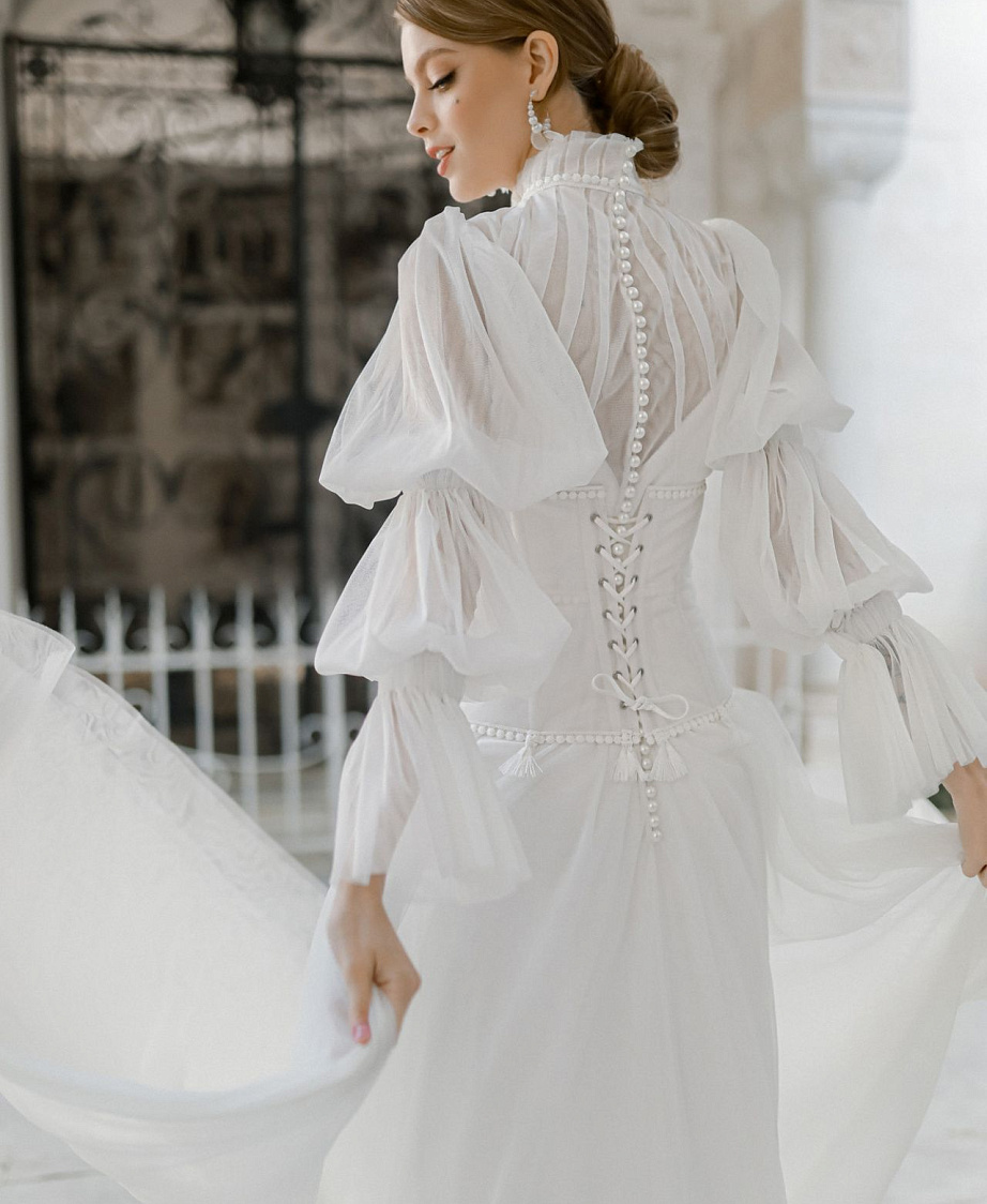 Свадебное платье бохо с длинным рукавом