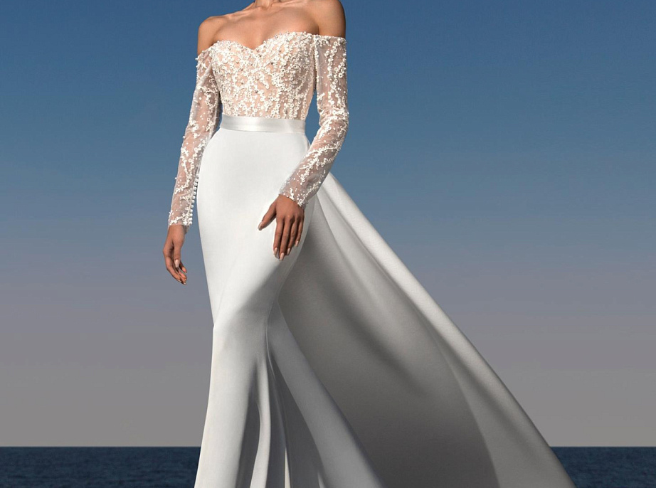 Свадебное платье рыбка со съемным шлейфом фото