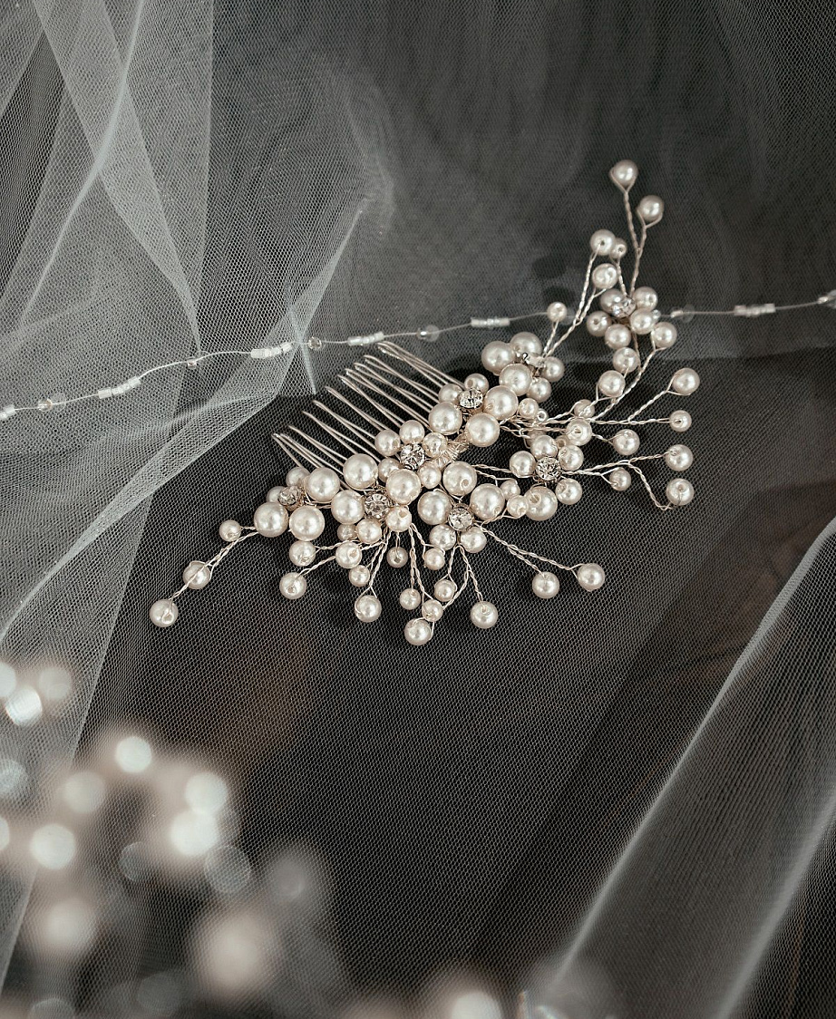 Свадебный гребень с жемчугом фото